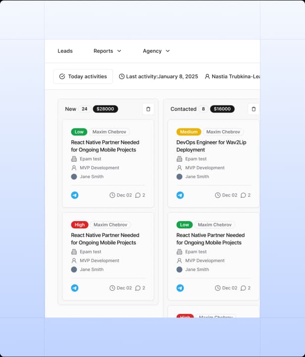 Lead management interface